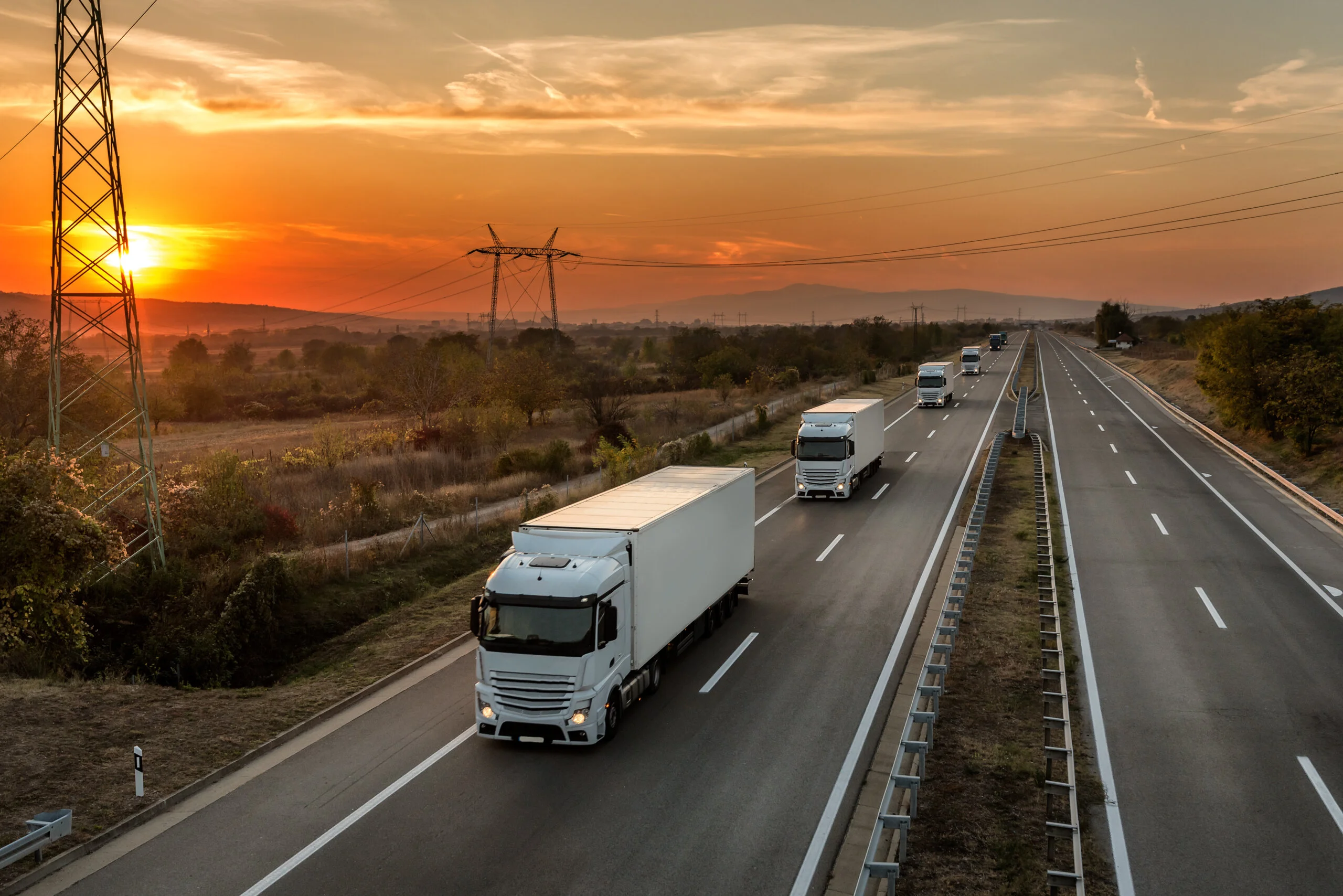 Flota samochodów transportowych
